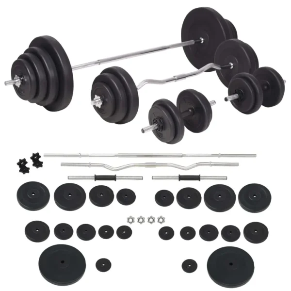 vidaXL Workout Bench with Weight Rack, Barbell and Dumbbell Set 264.6 lb - Image 8