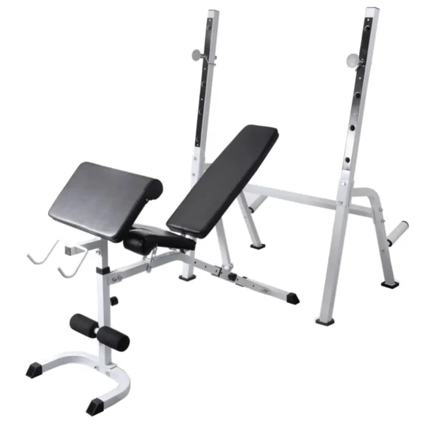 vidaXL Workout Bench with Weight Rack, Barbell and Dumbbell Set 198.4 lb - Image 2