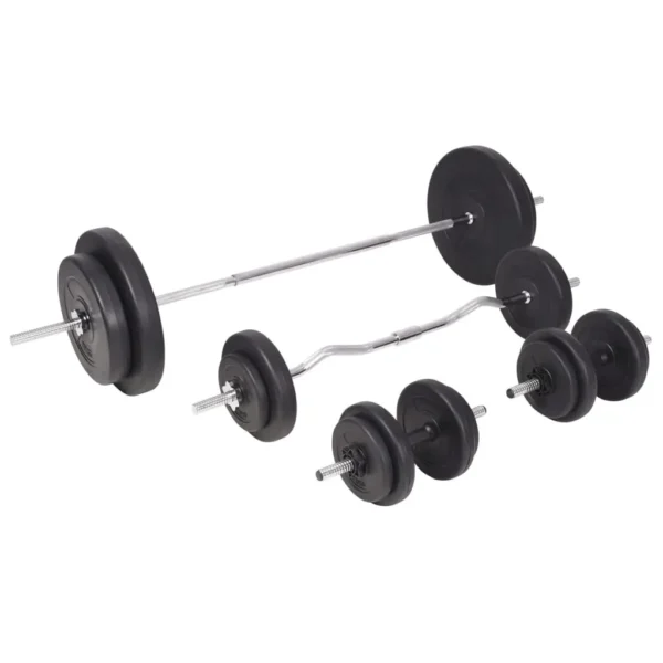 vidaXL Workout Bench with Weight Rack, Barbell and Dumbbell Set 198.4 lb - Image 10