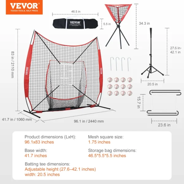 VEVOR 7x7 ft Baseball Softball Practice Net - Image 6