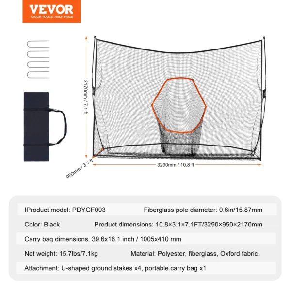 VEVOR 10.8x7ft Golf Practice Net - Image 6