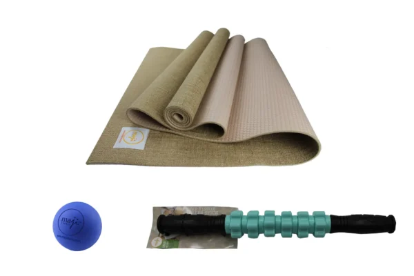 Jute ECO Yoga Mat + Massage Stick + Trigger Point Ball