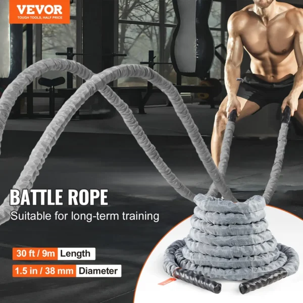 VEVOR Battle Rope 1.5" 30Ft Gym Fitness Rope