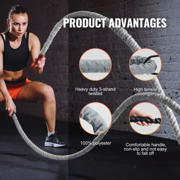 VEVOR Battle Rope 1.5" 30Ft Gym Fitness Rope - Image 2