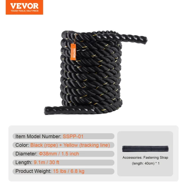 VEVOR Battle Rope 1.5" 30Ft Gym Rope - Image 6