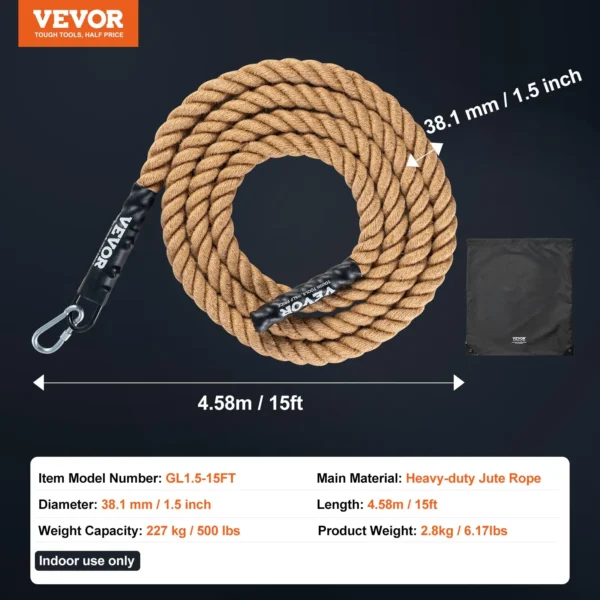 VEVOR 1.5"x15FT Gym Climbing Rope - Image 6