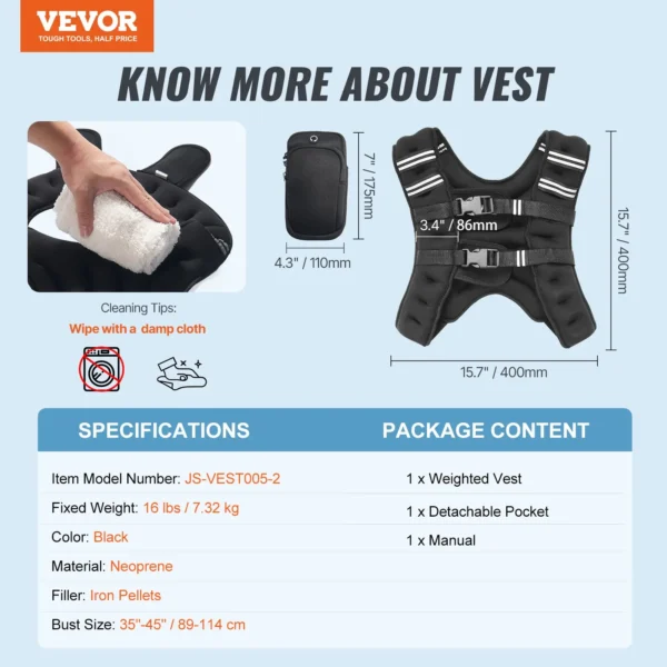 VEVOR 16lb Weighted Vest for Men Women Workout Equipment for Strength Training - Image 6