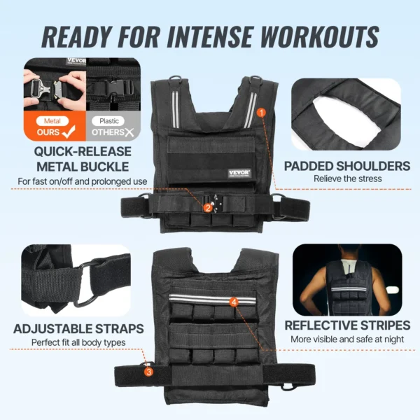 VEVOR 35lb Adjustable Weighted Vest - Image 4