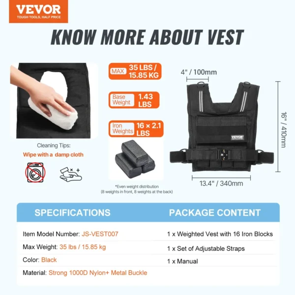 VEVOR 35lb Adjustable Weighted Vest - Image 6