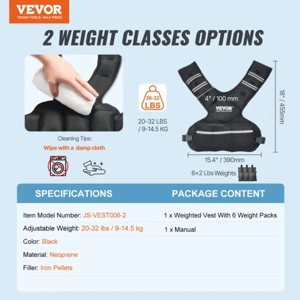 VEVOR 20-32lb Adjustable Weighted Vest - Image 6