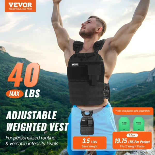 VEVOR 40lb Adjustable Weighted Vest