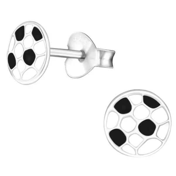 Kids Sterling Silver Football Soccer Stud Earrings