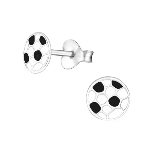 Kids Sterling Silver Football Soccer Stud Earrings - Image 2