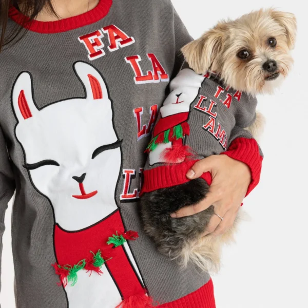 Matching Human Ugly Xmas Sweater - Fa La La Llama - Image 2