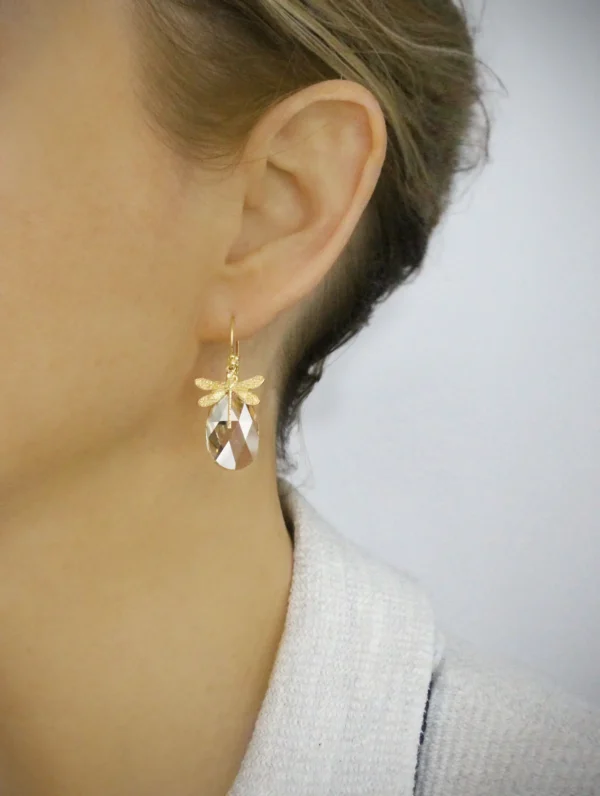 18K gold plated dragonfly earrings - Image 2